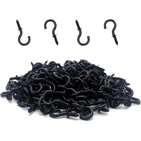 120 Pcs 1/2 Inch Screw-in Cup Hooks - Black Nickel Plated Metal...