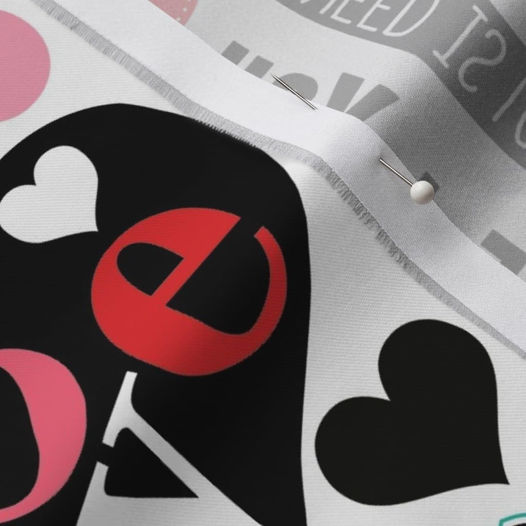 Spoonflower Fabric - Love Letters Valentine Hearts Text Romantic Printed on Organic Cotton Sateen Fabric by The Yard - Sewing Quilting Apparel Home Decor