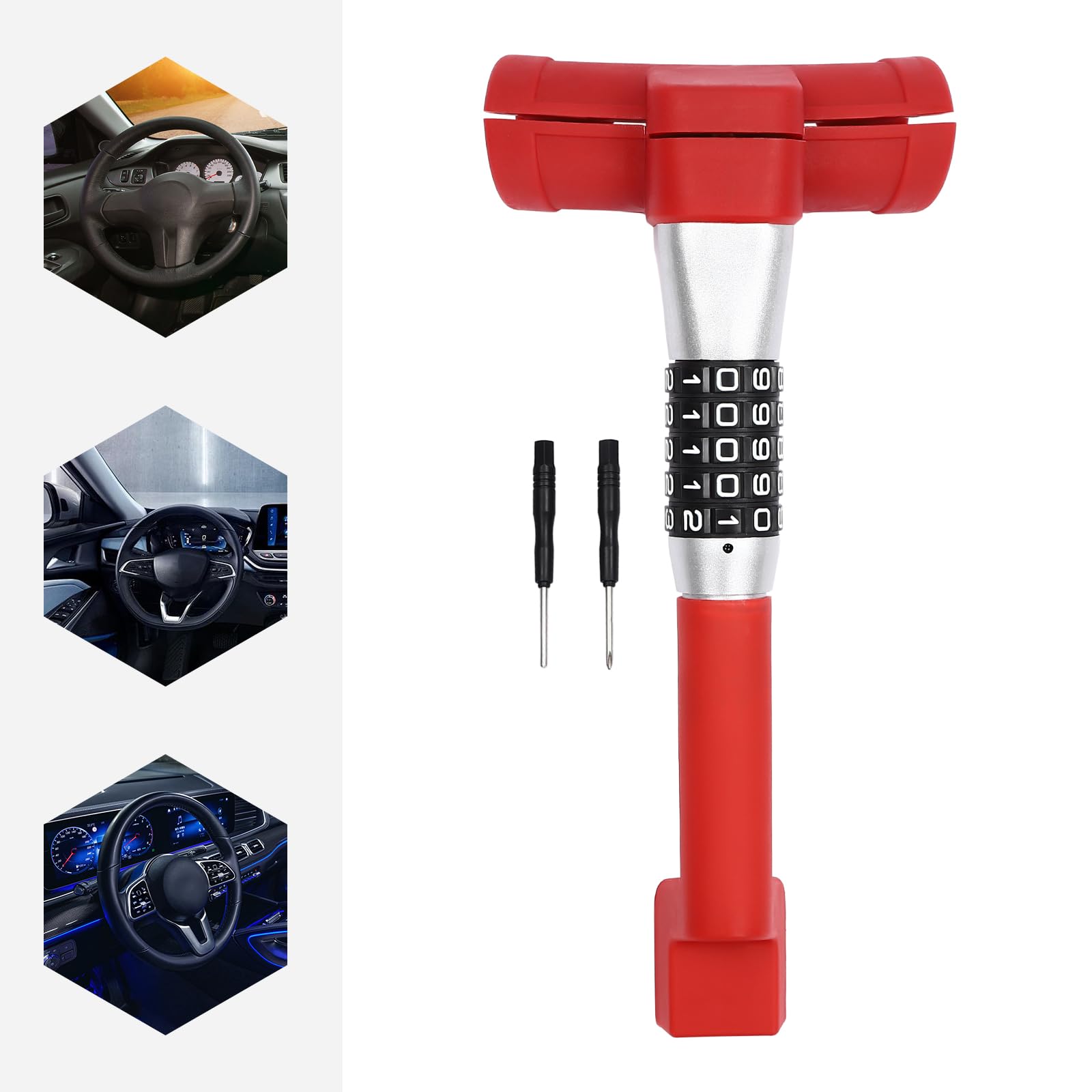 Serrure Volant PéDale Voiture Antivol Verrouillage Outils SéCurité Bloque Barre Auto Bloc Code Combinaison Acier Universel Protection VéHicule Campingcar Facile Nettoyer