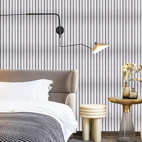 Baketron Grey Wood Effect Wallpaper Wood Slat Wall Panelling Wallpaper Feature Retro Wooden Panels for Walls Living Room Bedroom Hall Hallway Woodchip Wallpaper for Adults Boys Man - Image 4