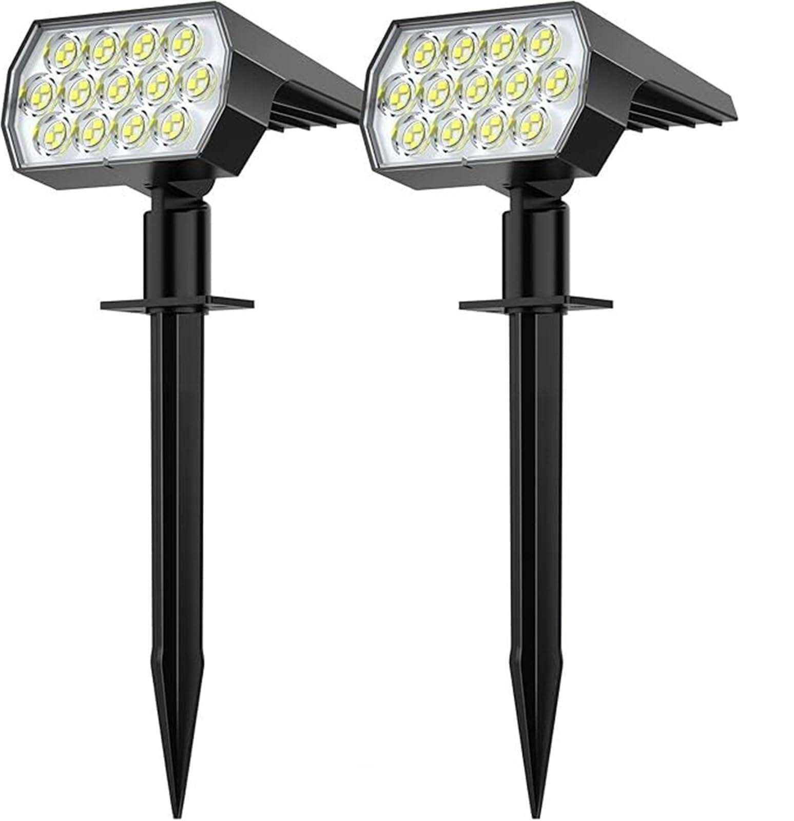 Ljljcqcns Cool White Solar Spot Lights Outdoor52 Led 3 Modes Solar Landscape Spotlights Ip65 Waterproof Wall Lights For Walkway Yard Garden(,2Pcs)