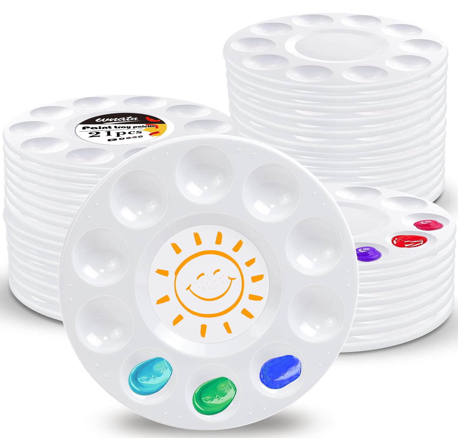 21pcs Paint Tray Palettes, Plastic White Palettes for Kids &amp; Students,Paint Tray for Art Class,Craft DIY or Have a Birthday Painting Party