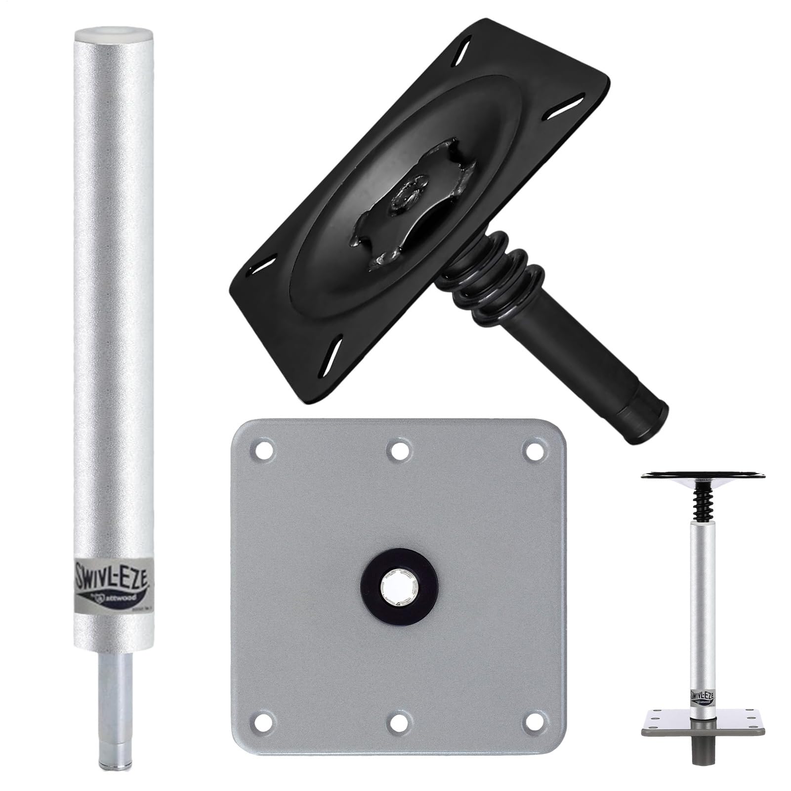 Marine Boat Seat and Pedestal Combo - Heavy Duty Swivel Seat Package | Outdoor Seating with Pin Post Mount, Ships Fishing Boat Pedestal Post Plate and Bases for Fishing and Pontoon Boats