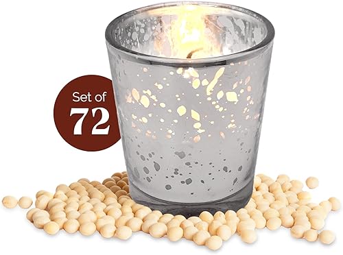 Miniatura 10 de Juego de 72 velas votivas de vidrio de mercurio - Velas pequeñas en frascos de velas, velas decorativas para regalos de boda o decoración del hogar,
