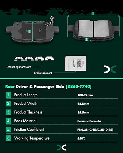Miniatura 43 de SCITOO Kit de freno delantero Rotores de freno delantero y pastillas de freno de cerámica para 08-16 para Chrysler Town & Country, 08-16 para Dodge
