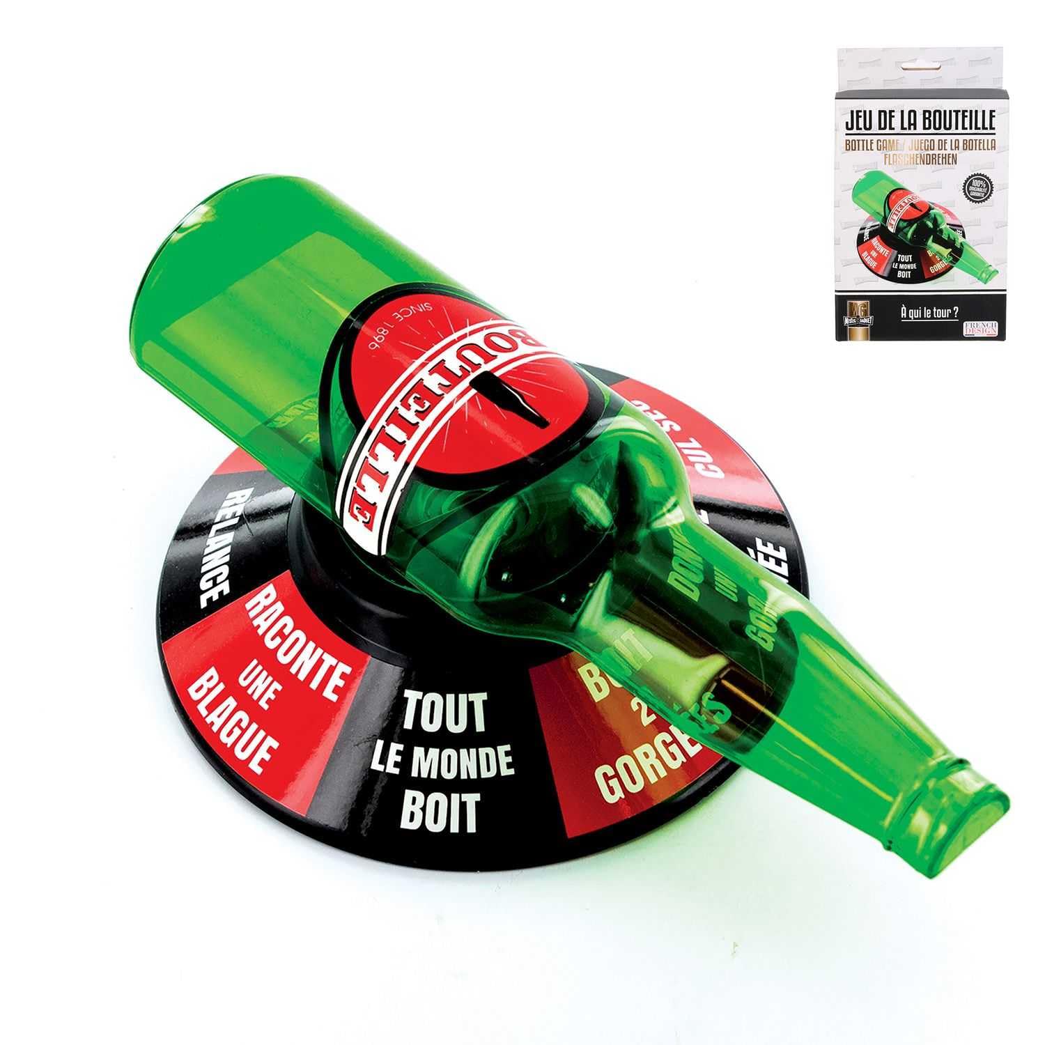 Mister Gadget Jeu de La Bouteille Vert Rouge Noir Amusement Divertissement