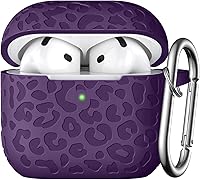 Vista 44 de Funda con Grabado de Leopardo para Estuche de AirPods 4 2024, Funda Protectora de Silicona Suave Compatible con Estuche de Apple AirPods de 4ª
