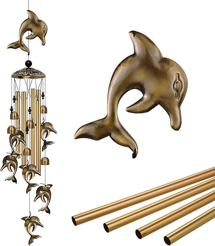 Campanas de viento de delfín, decoración de campanas de viento de bendición móviles, atrapasuientos de simpatía, regalos conmemorativos para mamá,