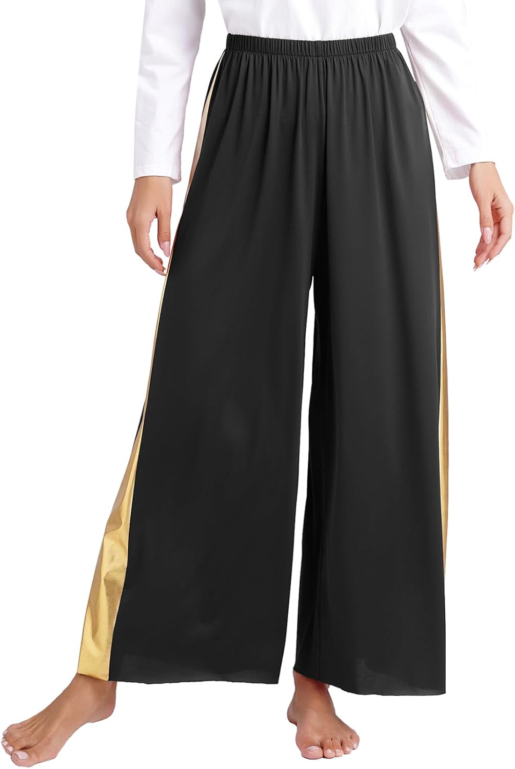 Loyan Women Worship Dress with Pants Set 2 Piece Praise Dance Outfit Liturgical Dancewear Church Robe