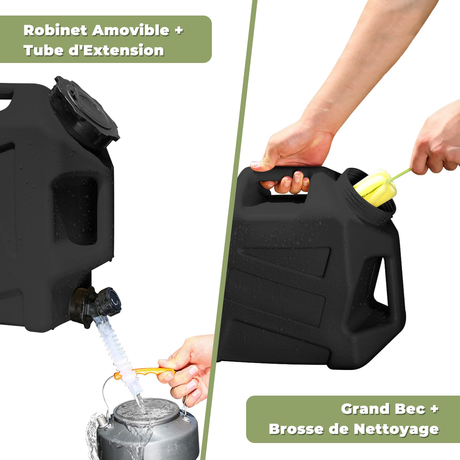 F Fityle Réservoir d'eau avec Robinet Amovible, Camping Bidon Matériau PE/PP Renforcé, Contiateur à Eau, Réservoir pour Camping-Car, Voyage et Activités Extérieures