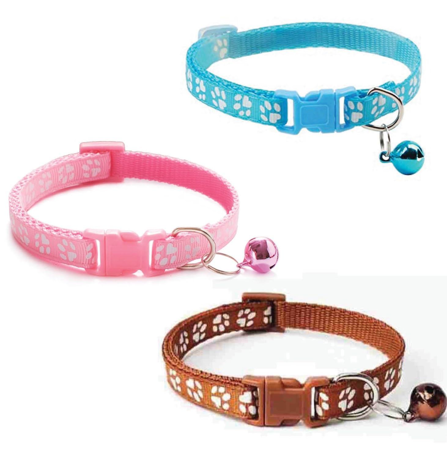 Litvibes Cat Collars Set of 3 with Bell,Kitten & Small Dogs Soft Adjustable Collar Safe,Solid & Protection Breakaway for Cats & Puppies,Cute Kitty with Paw Print-(Light Blue,Light Pink,Brown) (B0D1CFG4PV) Amazon Price History, Amazon Price Tracker