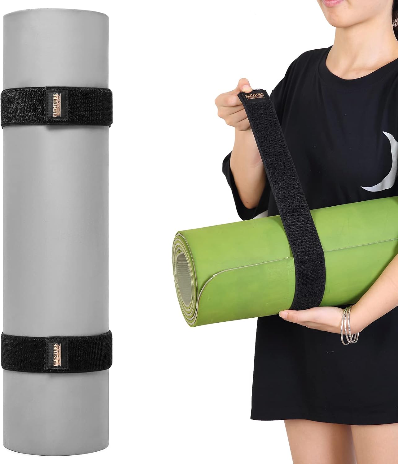 ELENTURE Yoga Mat Strap Velcro for 1/4-Inch 1/3-Inch 2/5-Inch 1/2-Inch Extra Thick Exercise Yoga Mat (Mat Not Included)