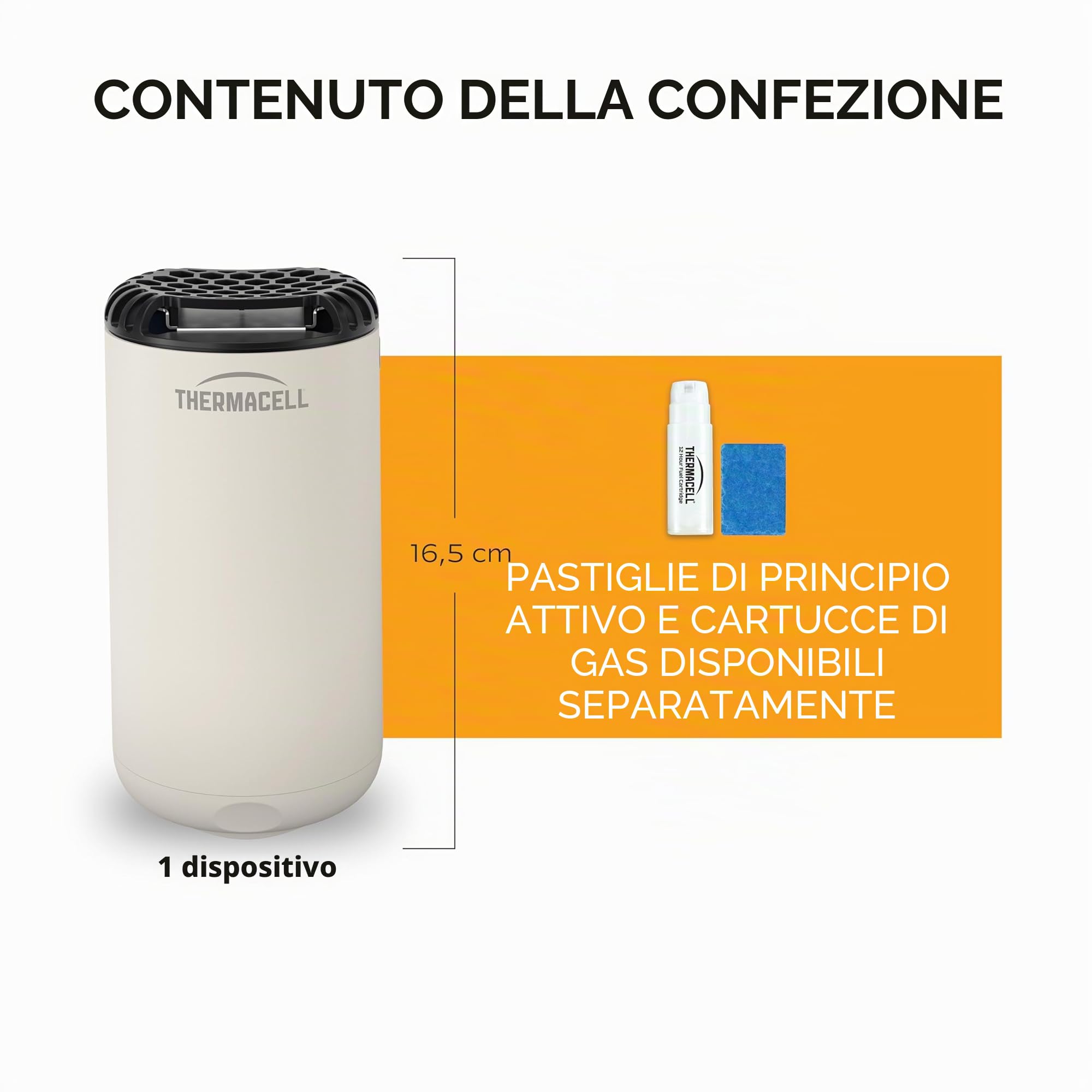 THERMACELL Diffusore anti zanzare e zanzare, tigri – esterno, giardino, terrazza – senza fili, Nomade – zona di protezione 20 m² – effetto rapido – inodore – ricariche non incluse – bianco