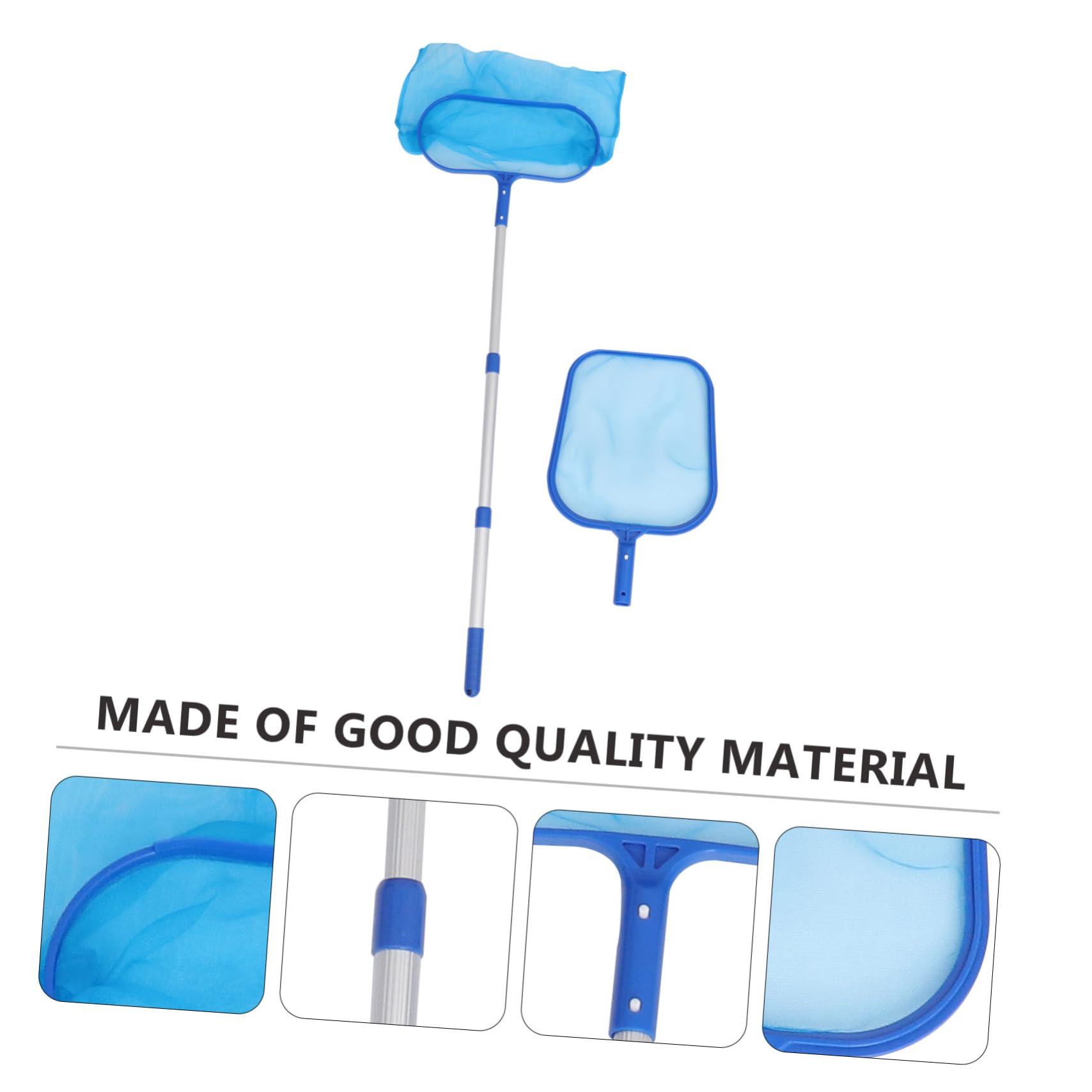 Retino per Pulizia Piscina Manico in Alluminio PVC Blu | Leggero e Facile da Trasportare, Adatto per Stagni e Grandi Acquari, Strumento Manuale di Raccolta
