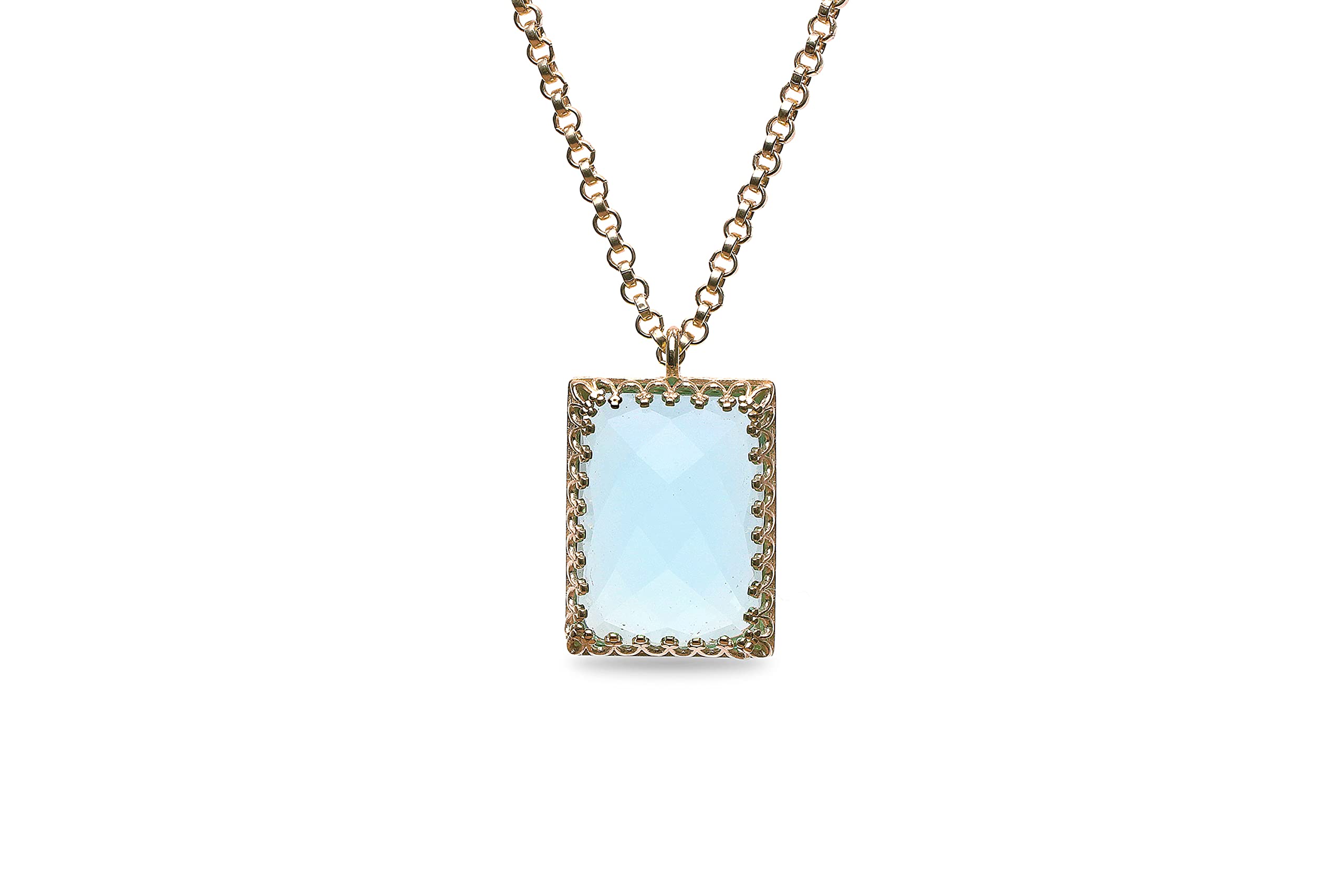 Collier Topaze Rectangle Stylisé - Colliers Faits Main, Colliers de Pierres Précieuses, Colliers de Mode pour les Occasions Spéciales - Bijoux Artisanaux de Pierre de Naissance pour les Femmes