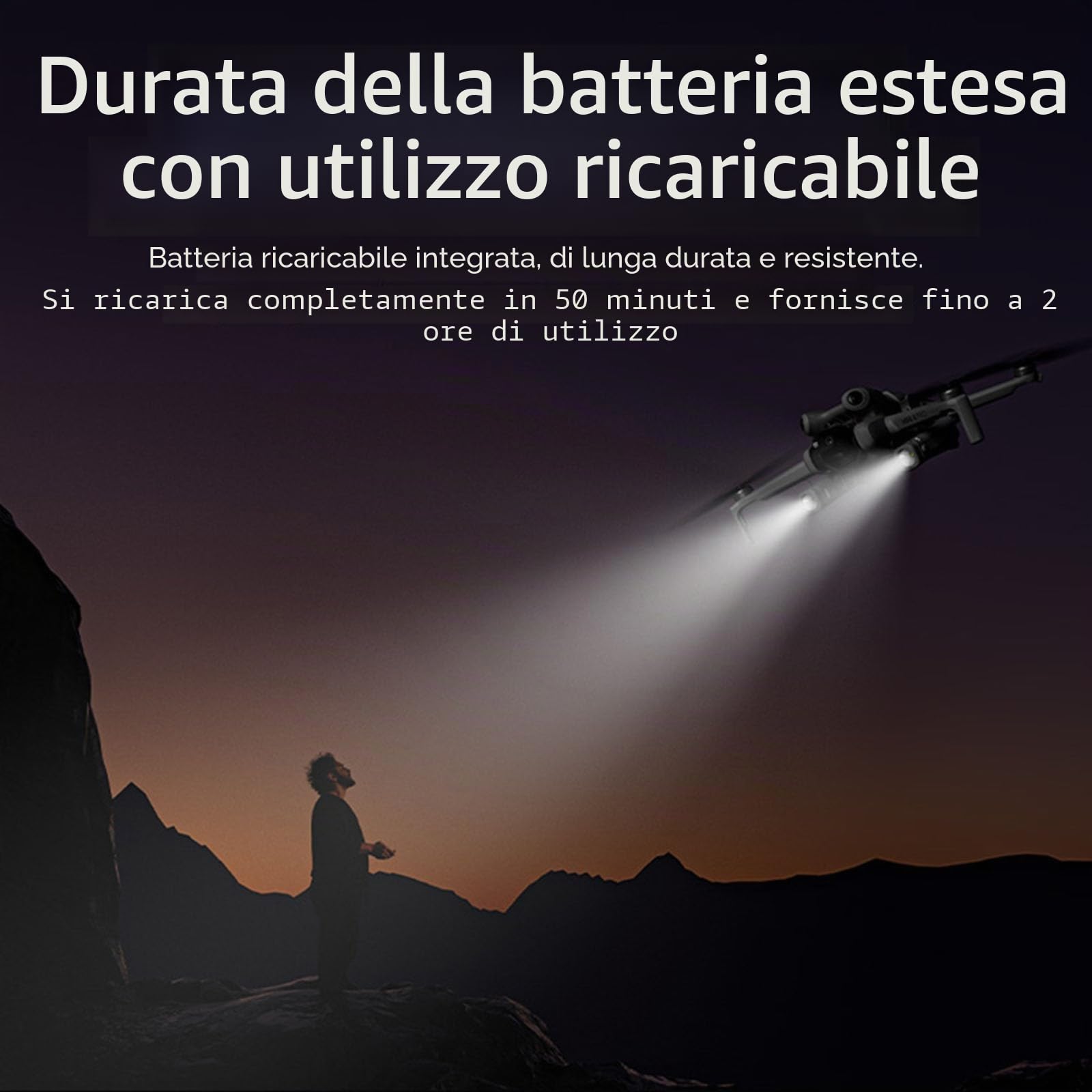 Mini4 Pro Drone Searchlight Luce Notturna per DJI Mini 4 Pro Ricaricabile Doppia Luce Rotazione a 360 ° Modalità multiple Luce di volo notturno