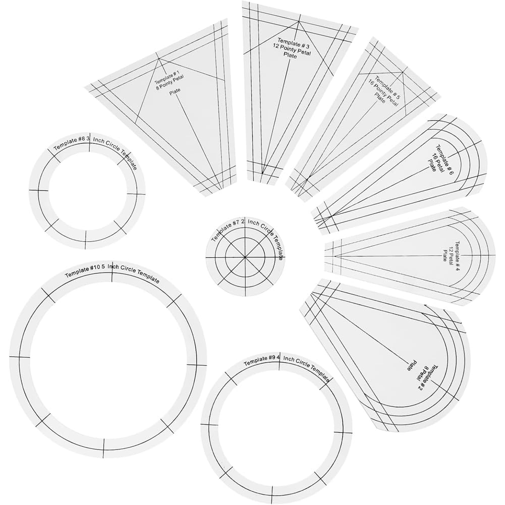 Hndhbfgrt As Shown For Quilting For Diy Blanket, 10Pcs Plate Template, Acrylic Ruler,Sewing Patchwork Template For Quilting