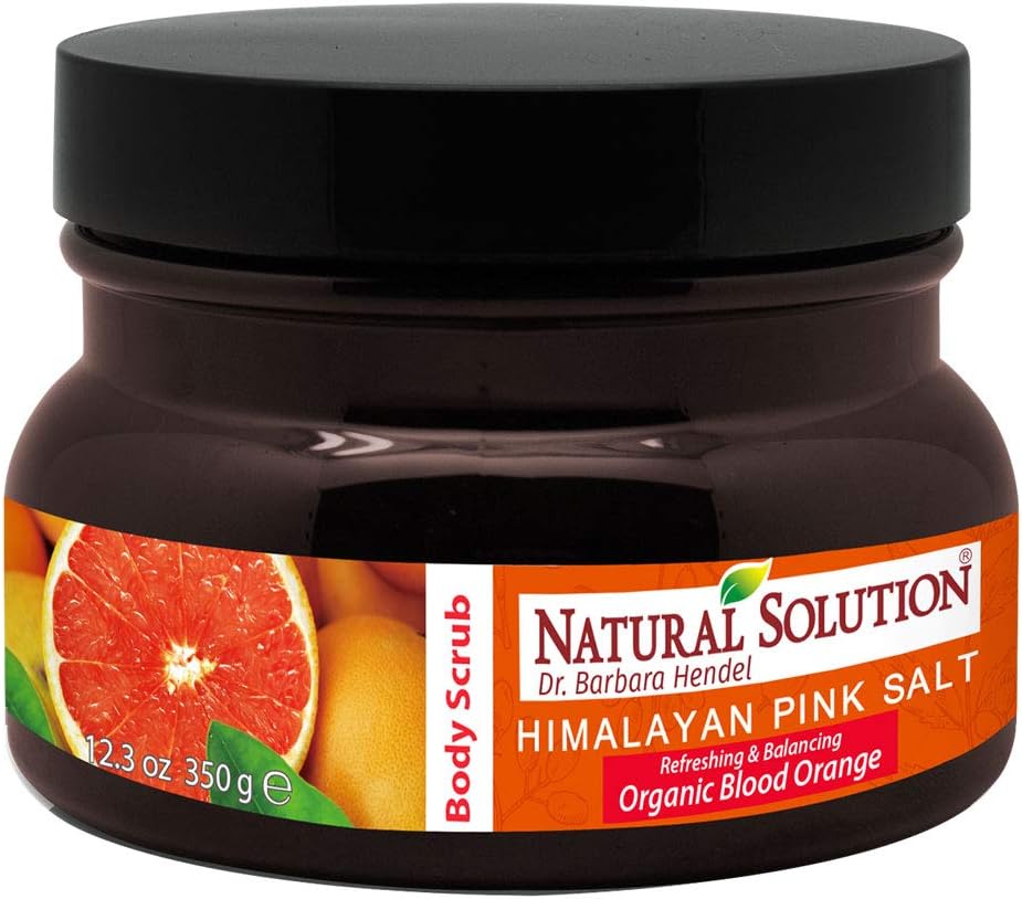Himalayan Pink Salt Body Scrub with Organic Blood Orange,All Natural Scrub to Exfoliate & Moisturize Skin - 12.3 oz, Organic Blood Orange Body Scrubs