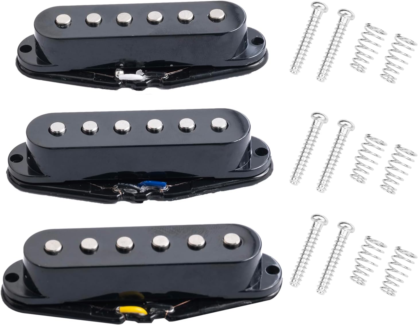 3PCS N50/M50/B52mm Alnico 5 Single Coil Pickups Flat Pole Guitar Neck/Middle/Bridge Pickup Set (Black)