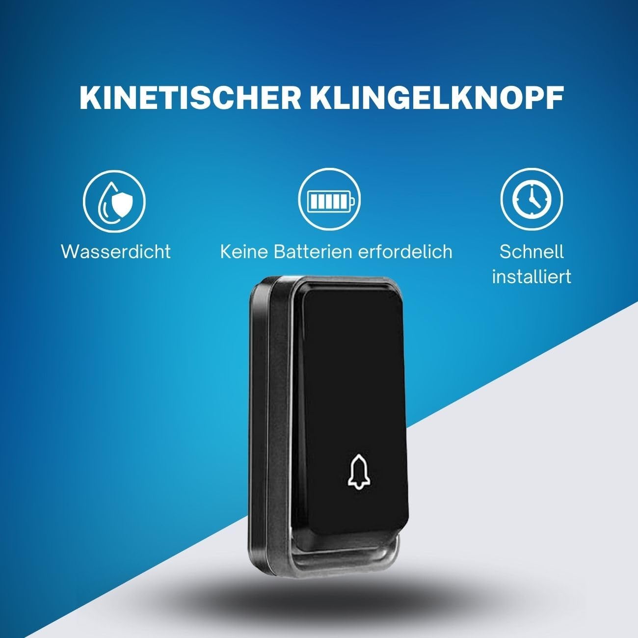 Funkklingel Set, batterielos, 1 Sender, 4 Empfänger | Keine Batterien erforderlich, 200 m Reichweite, IP55, 51 Melodien, 4 Lautstärken, LED-Anzeige, einfache Montage