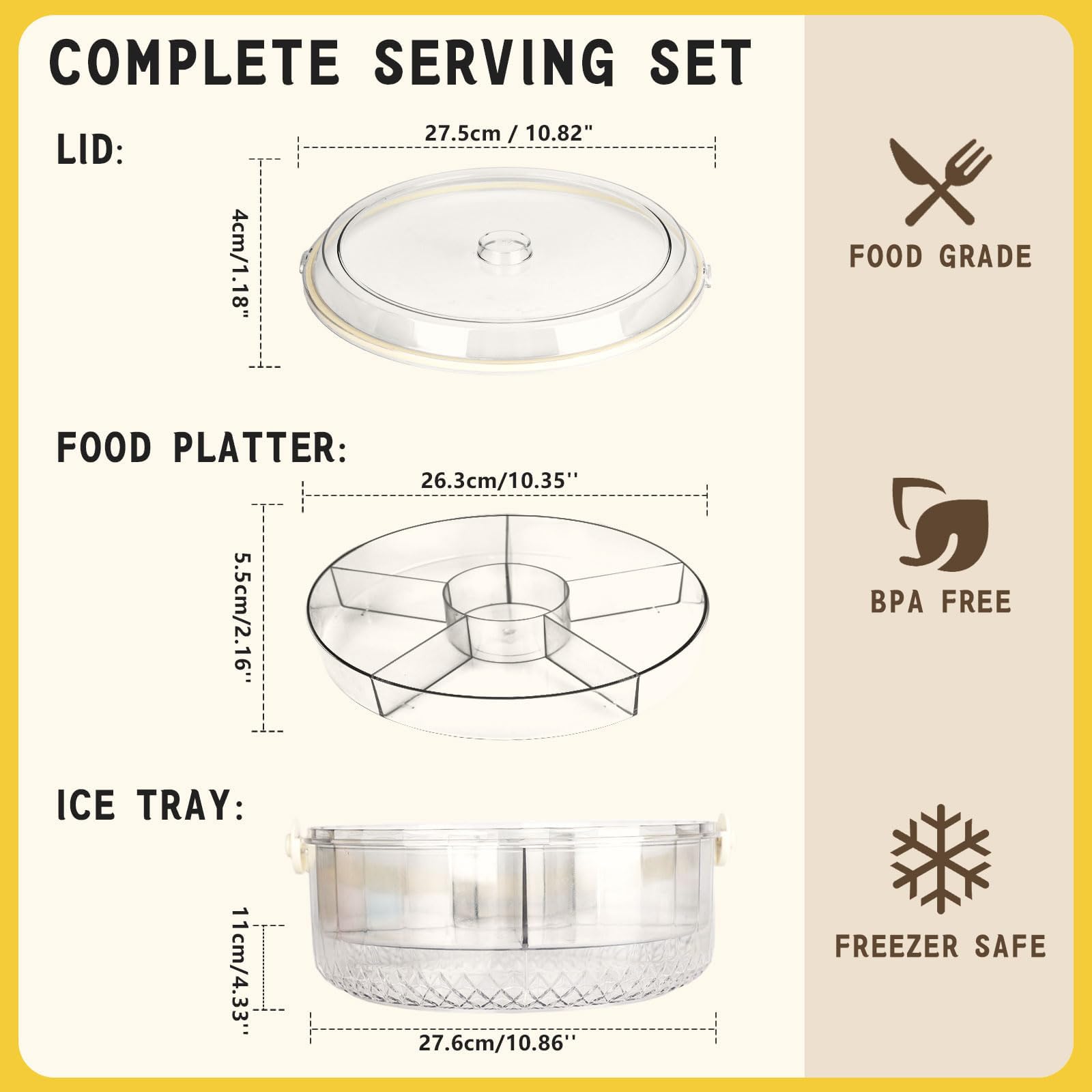Organizzatori Sicuri E Impilabili Con Camera Ghiaccio Design A 3 Strati Per Mantenere Frutta E Carne Refrigerate Durante Eventi Vassoio Feste In PP + PET Uso Alimentare Con Camera