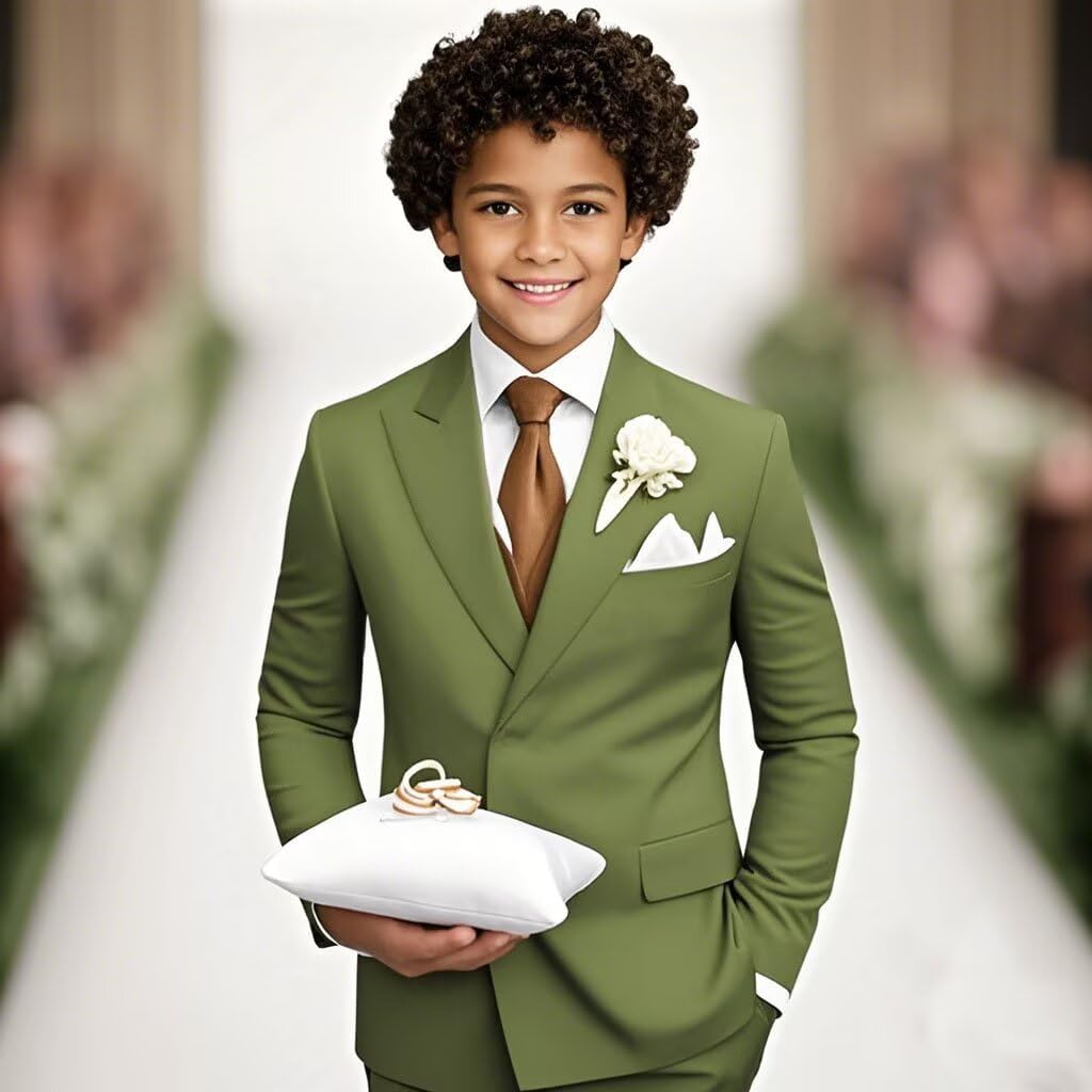 Boys Suit 3 Pieces Slim Fit Formal Dresswear Set Teen Kids Tuxedo Suits for Wedding Graduation