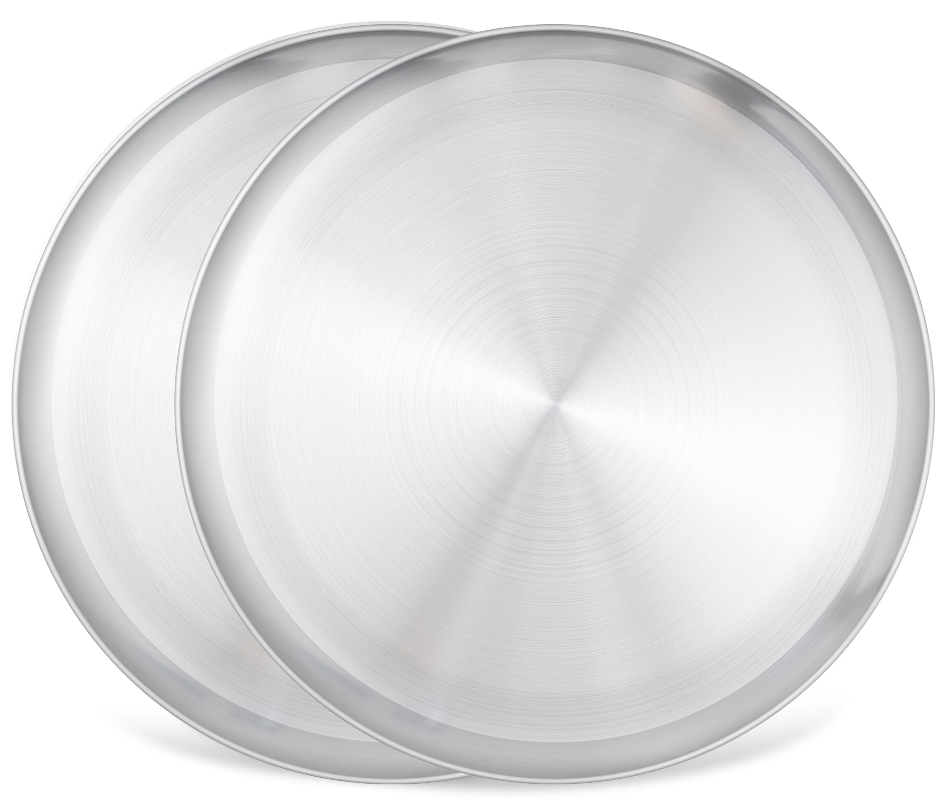 Jeffbaubl 2 Stück Pizzablech, Rund Edelstahl Pizzaform, Pizza Backblech für Backen Servieren, Pizza Blech aus Edelstahl, Einfach zu Reinigen, Spülmaschinenfest, Langlebig, 34x2,3 cm