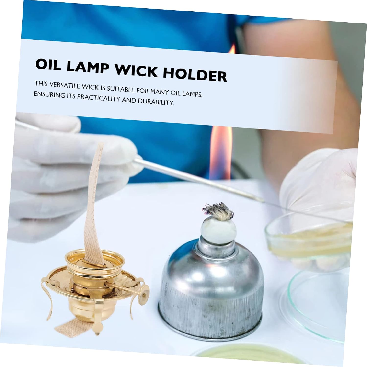 OSALADI 5sets Kerosene Lamp Burner Wick Holder and Oil Lamp Wick Replacement for Indoor and Outdoor Use