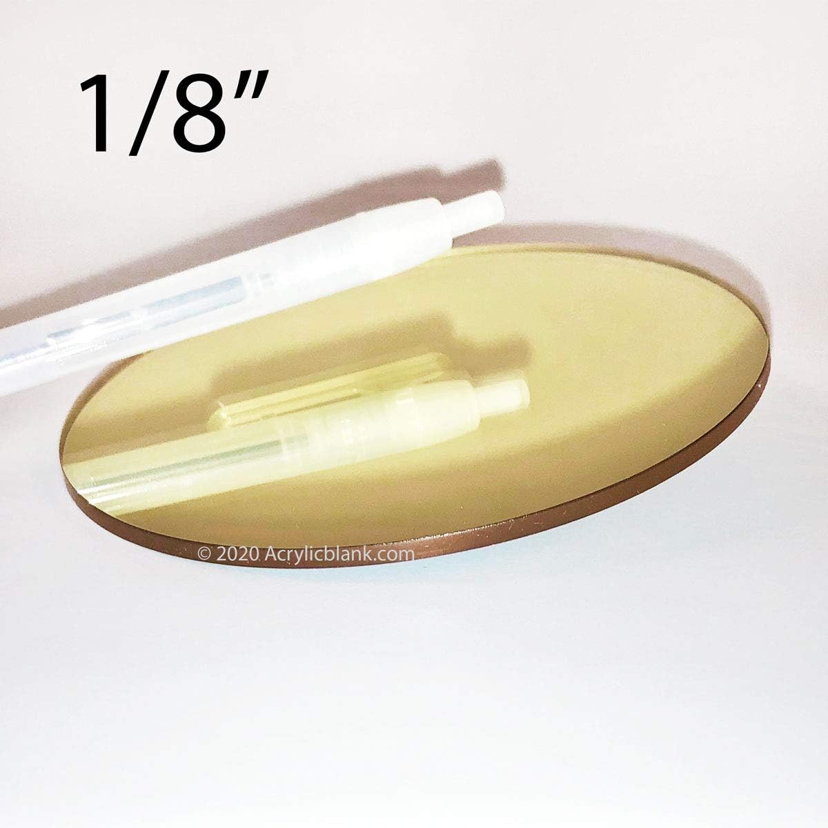 Gold Acrylic Mirror Oval Ellipse, 1 Piece (1/8" Thick Gold Mirror, 8" x 10" Oval)