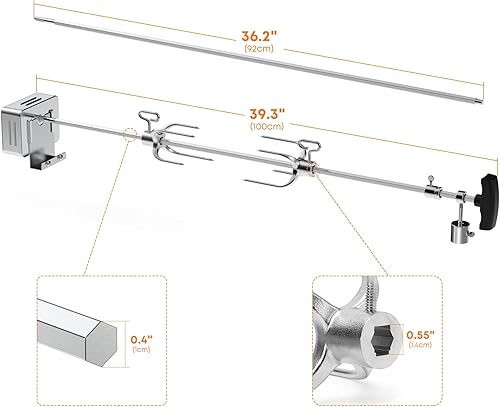 Miniatura 2 de Hygrill - Kit de asador para todas las parrillas Hygrill de gas y carbón integradas de 4 quemadores, asadores con motor, varilla de asador, 2