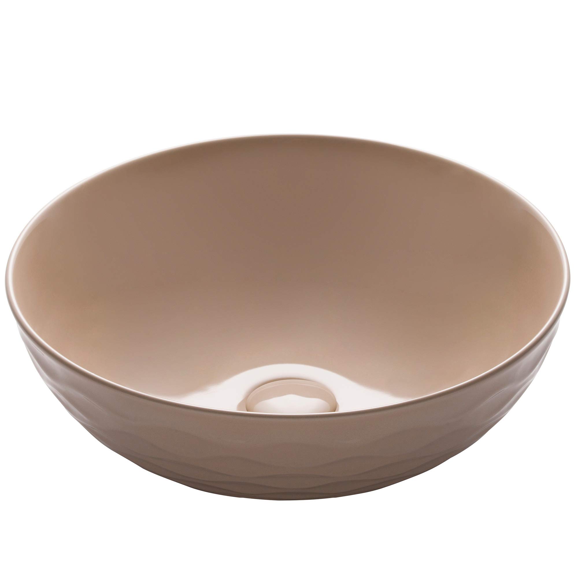 KRAUS Viva™ Round Beige Porcelain Ceramic Vessel Bathroom Sink, 16 1/2 in. D x 5 1/2 in. H, KCV-200GBE