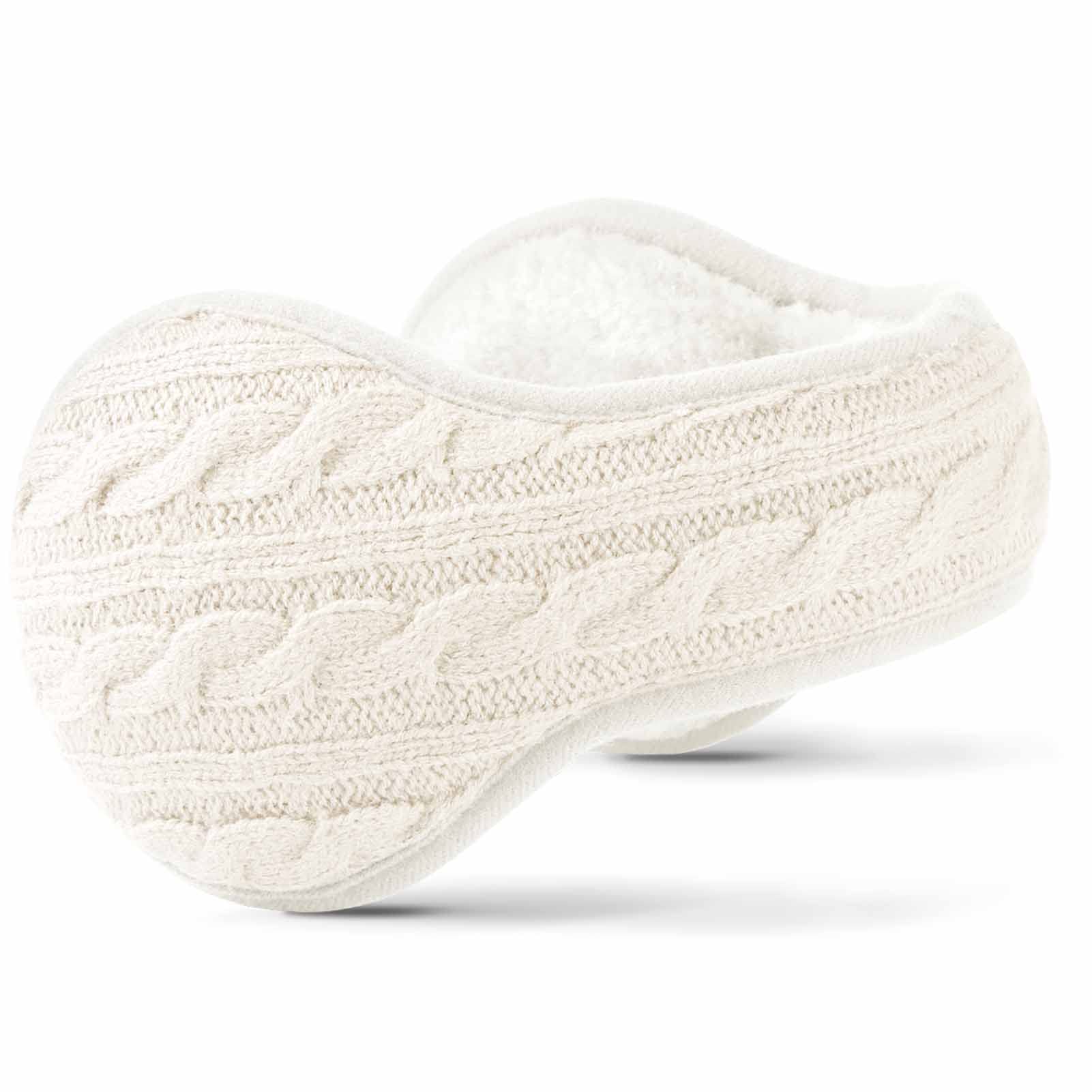 gergella Knitted Ear Muffs for Men & Women - Winter Ear Warmers Behind the Head Style - Ear Covers for Cold Weather Soft Fleece Earmuffs White-picture-55