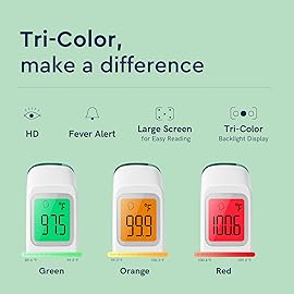 Viproud Forehead Thermometer for Adults and Kids, Fast Accurate Thermometer with Fever Alarm, 1S Reading & Silent Mode, Easy to Use Health Thermometer (Green)