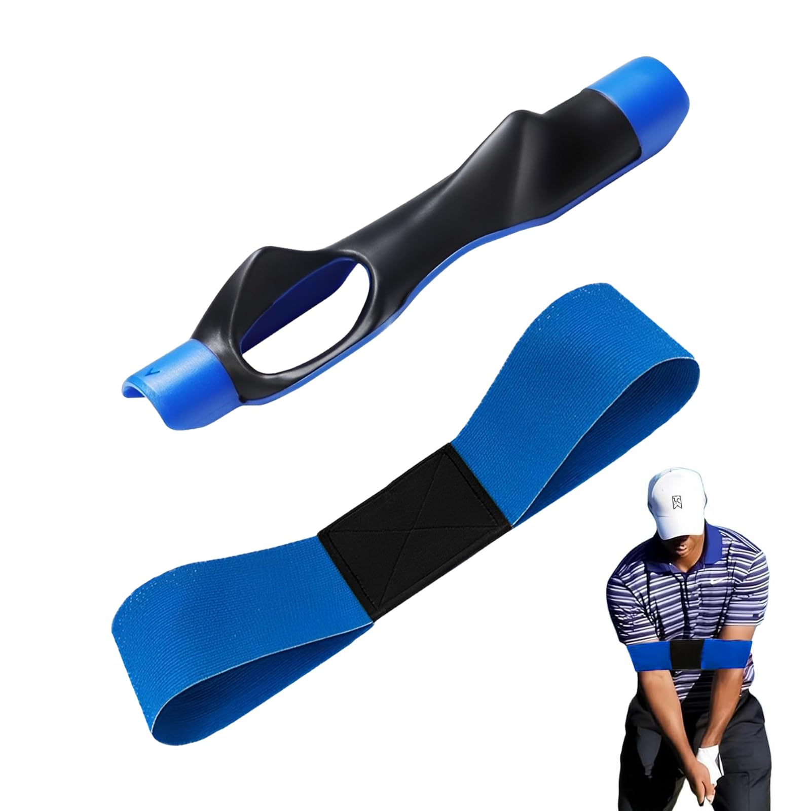 2-Pack Golf Grip Training Aid, Golf Swing Band and Grip Trainer, Correct Swing Posture, Improve Hand Position & Consistency for Male and Female Beginners In Golf (Blue)