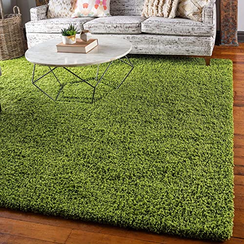 Image of Urban Modern Decor Features 6x9 Feet Modern Soft Shaggy Carpet Thick, Fluffy & 2 inch Pile Shag Rug for Your Kids Room, Bedroom & Livingroom(6x9 feet,Green Plain)