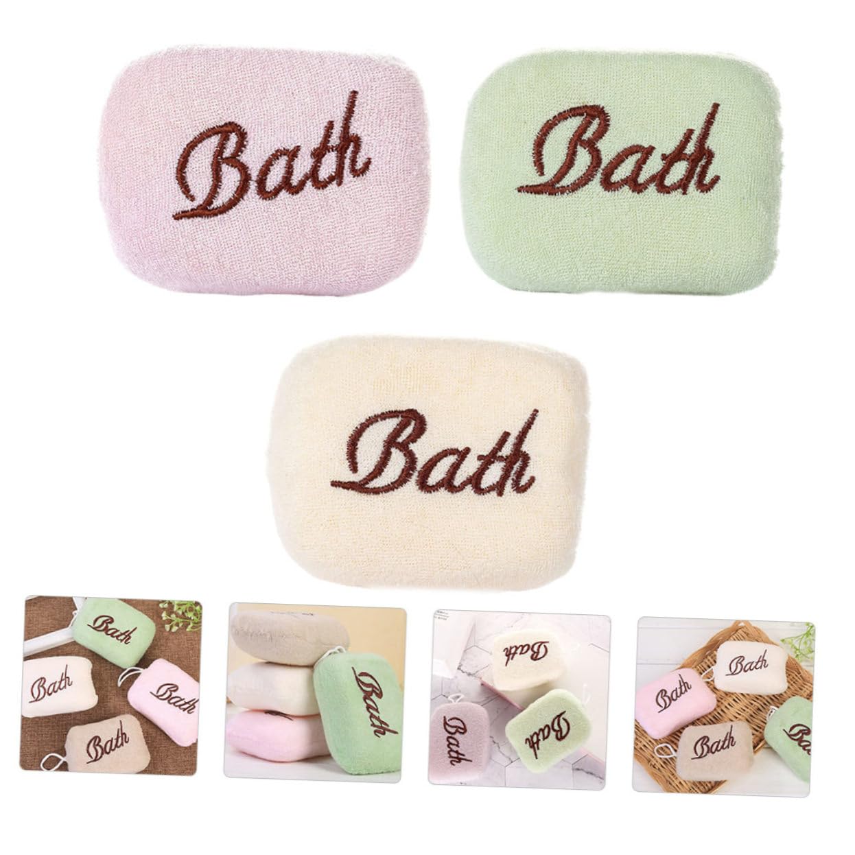 Healeved 12piezas Esponjas De Baño Para Bebés Suaves y Absorbentes Cuerda Antideslizante Para Recién Nacidos y Viajes