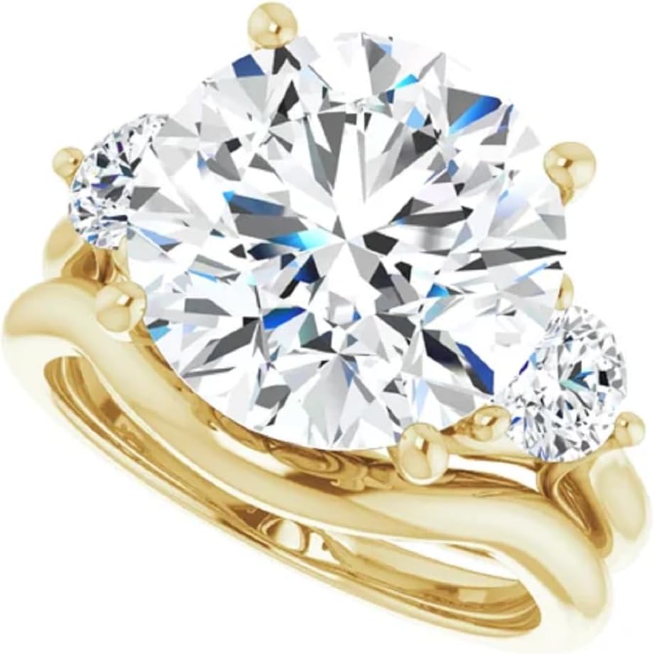 7.50 CT Round Cut Colorless Moissanite Engagement Ring Set | Wedding/Bridal Ring Set | VVS1 925 Silver 10K/14K/18K Solid Rose/Yellow/White Gold | Vintage Antique Anniversary Ring Gift for Women