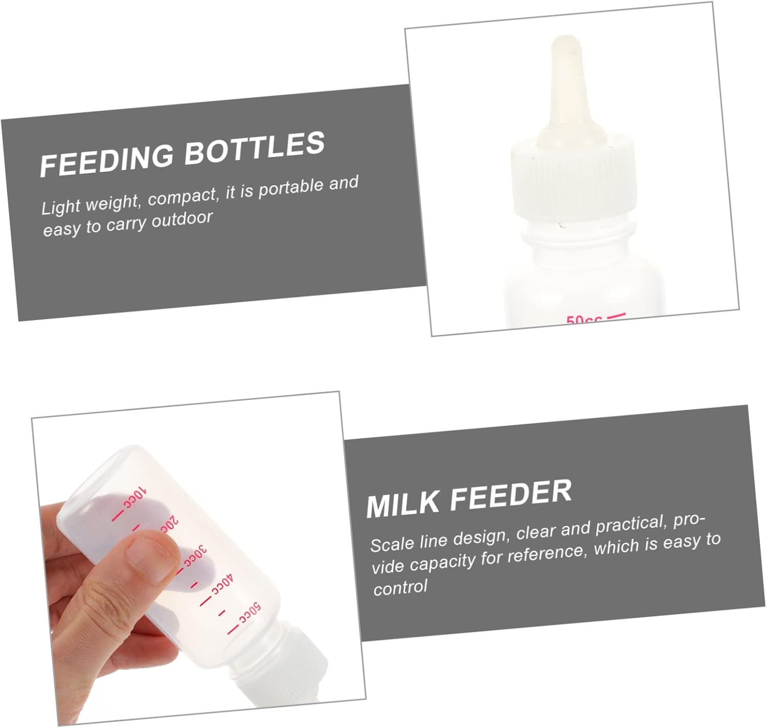 TOYANDONA 50ml Silicone PET Nursing Bottles 4 Pack for Puppies and Kittens User for Newborn Animals PET Supplies