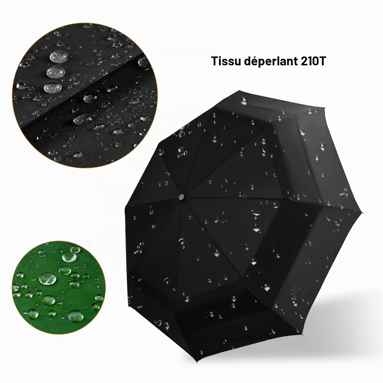 Lejorain Grand parapluie pliable 137,2 cm Ouverture et fermeture automatique Taille Golf et 210T Dupont Coupe-vent Vent Double Canopy Unisexe & Bleu/Noir/Jaune/Rose/Bordeaux