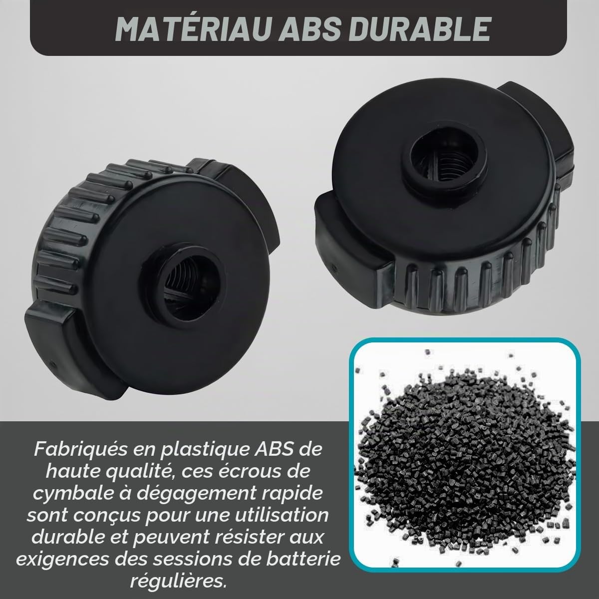 10 pièces 8mm Ecrous de cymbale à serrage rapide, Verrous de cymbale en plastique noir Accessoires de cymbal Mate Pièces de rechange pour kits de batterie, avec coussinets de gel pour batterie