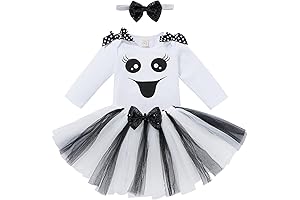 IDOPIP Baby Girls First Halloween Pumpkin Ghost Dress up Costume