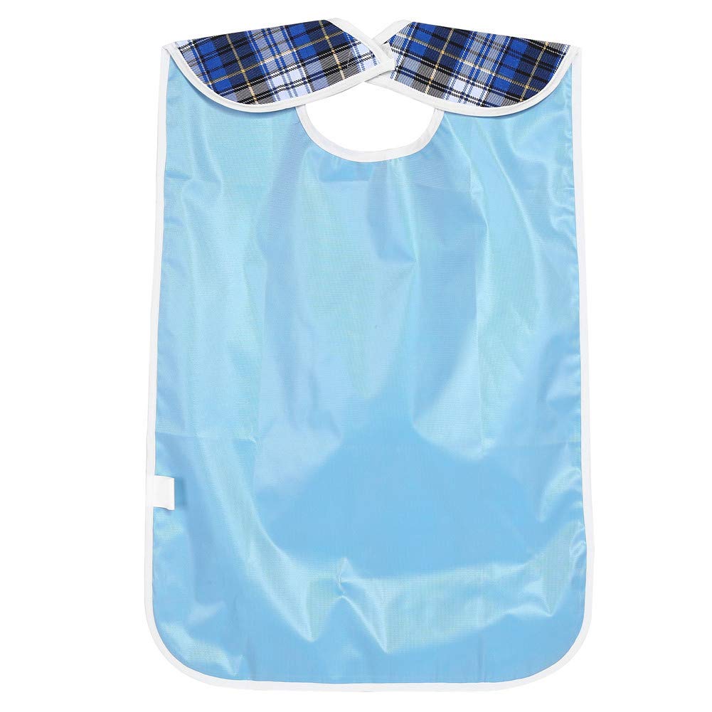 Babero Adulto, Delantal Reutilizable para Ropa Comida Lavables con Recolector de Migas Impermeables Protectores Grandes Ancianos Pacientes Personas Mayores Adultos Mantiene Mealtime Aseado(Azul)