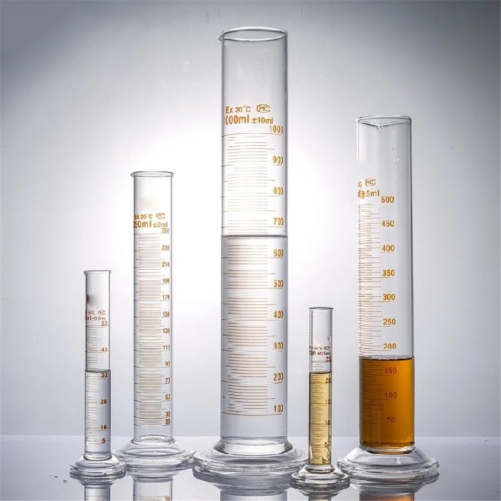Cilindro graduato da 1000 ml, 1 l, con beccuccio e graduazione, base rotonda in vetro, attrezzatura laboratorio Attrezzature da laboratorio