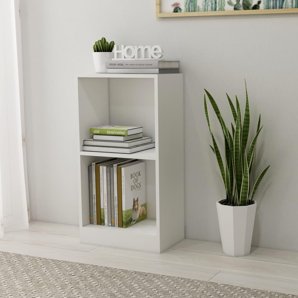Libreria bianca 40 x 24 x 75 cm, materiale in legno, 2 scomparti, robusto scaffale per libri, foto, piante, versatile raccoglitore per documenti, armadio, facile da pulire