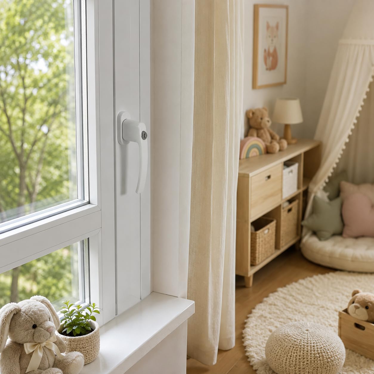 Fenstergriffe abschließbar 12er Set, weiß, mit Schlüssel | Für Kinderzimmer, Schlafzimmer, Küche und Balkon, einheitlicher Austausch mehrerer Fenster