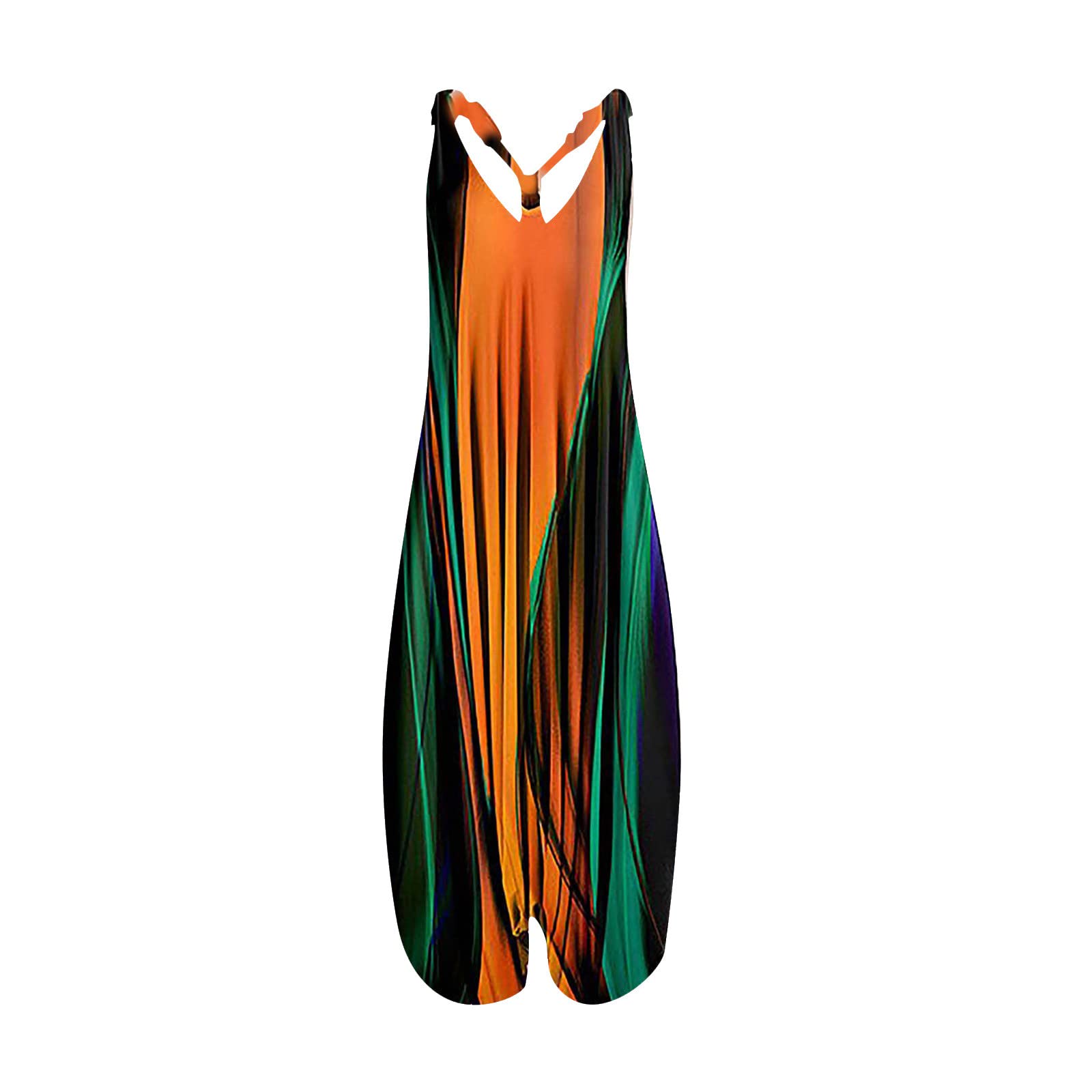 Topassion One Piece Jumpsuits for Women V Neck Sleeveless Racerback Romper Elegant Daisy Baggy Bib Overall Slim Fit Beach Straight Pants Dungarees Suspenders Dress UK