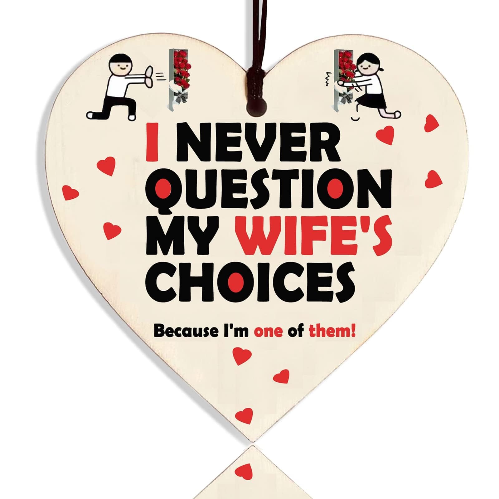 Obyjca Black Funny Gifts For Wife, Wife Gifts From Husband Valentines Gifts For Her Anniversary Birthday Gift For Her Fiancee Gifts For Her Funny Wooden Heart Birthday Gifts Romantic Gifts For Her Husband