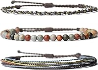 Vista 274 de Handmade Natural Stone Beaded Healing Bracelet Gift for Men Adjustable Rope String Bracelet