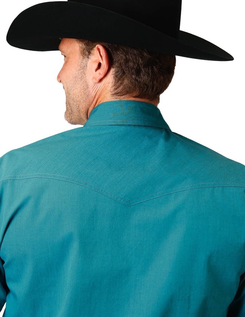 ROPER Western Shirt Mens L/S Solid Snap 3XL Teal 03-001-0265-0707 GR