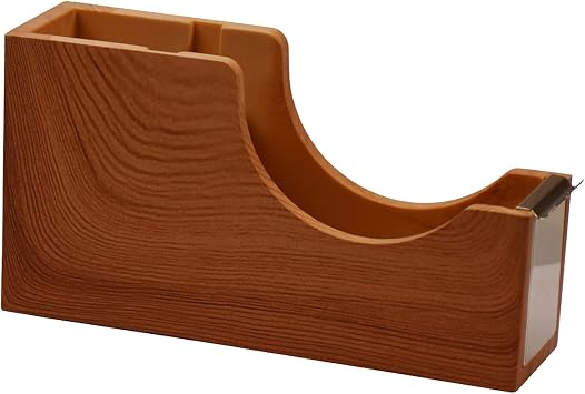 Acrylic Desk Tape Dispenser Heavy Duty Cute Tape Dispenser with Non-Skid Base Suitable for 1 Inch Core Tape Imitation Wood Grain